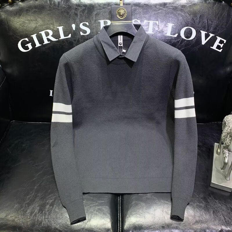 Men's Striped Lapel Cardigan – Lightweight Knit Sweater Jacket For Spring & Fall, Relaxed Fit With Modern Layering Versatility_viptrois.com