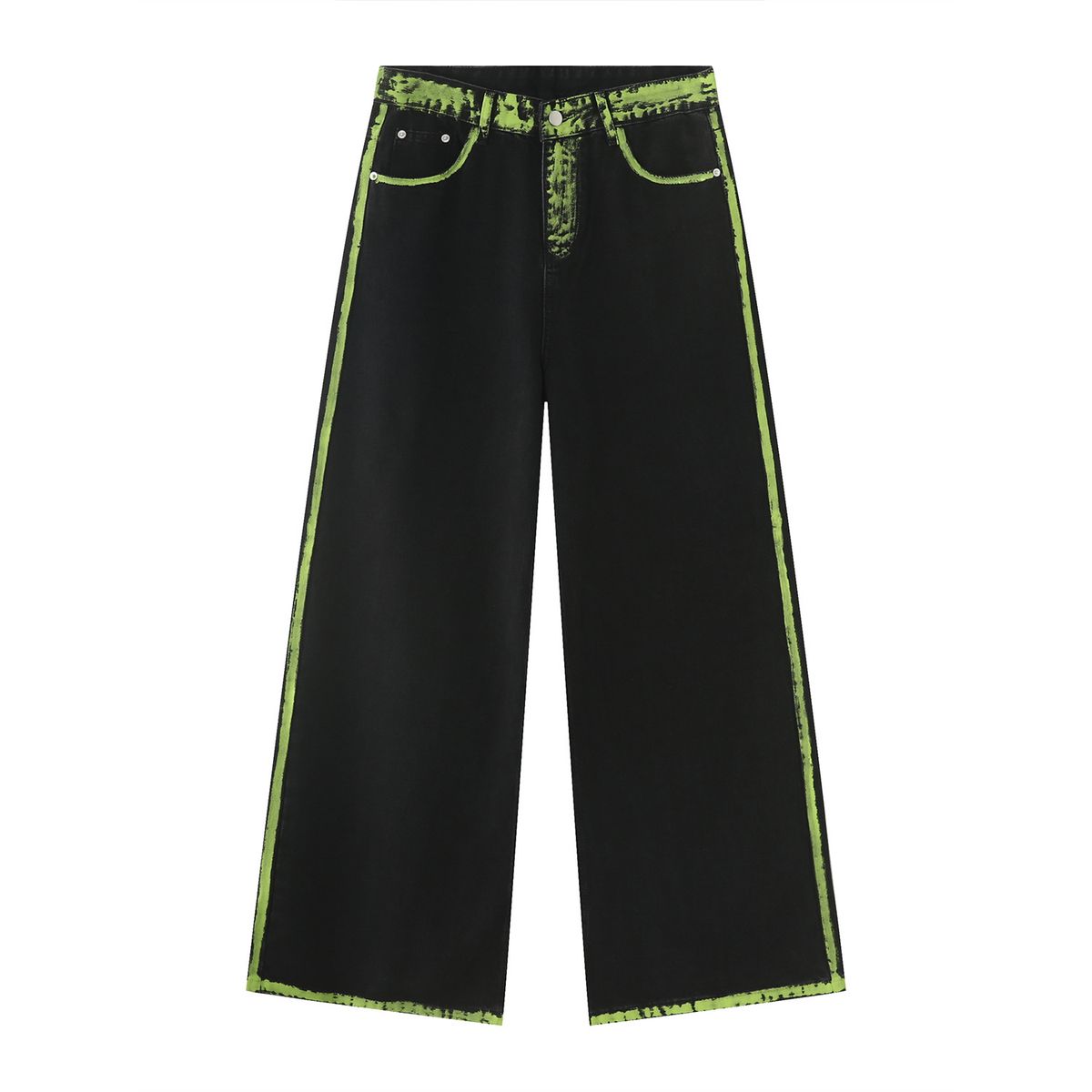 Men's clothing loose hand-painted graffiti color patchwork line jeans_viptrois.com
