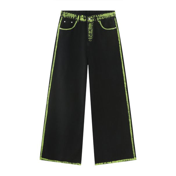 Men's clothing loose hand-painted graffiti color patchwork line jeans_viptrois.com