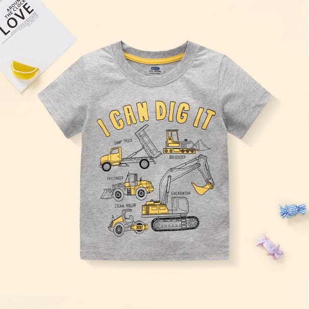 Mother & Kids Summer Children's Short Sleeve Cotton T Shirt Children's Clothing Cartoon Car Pattern Fashion Trend Middle And Small Children's Tops_viptrois.com