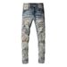 Men's Clothing European And American Handsome High Street Hole Patch Men's Slim Stretch Jeans Men Can Send Foot Pants 876_viptrois.com