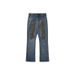 Men's Clothing M Dirty Pants Mud Dyed Old Washed Blue Jeans Casual Flared Trousers For Men And Women_viptrois.com