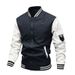 Men's Jacket Spring And Autumn Simple Fashion Casual Stand Collar Youth Patchwork Top Coat Trendy_viptrois.com