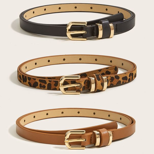 Vintage thin belt ladies hundred pin buckle small belt decoration simple summer leopard belt spot needle cross-border belt_viptrois.com