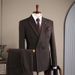 Men's Clothing Premium Double-Breasted Striped Suit Set - Formal & Casual Wedding Tuxedo, Business Blazer With Vest Options (Brown, Navy, Black)_viptrois.com