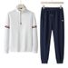 High End Men's Sportswear Set Casual Loose Fit Plus Size Fashionable Two-Piece Outfit With Half Zip Sweatshirt And Sweatpants For Spring And Autumn_viptrois.com