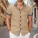 Men's Clothing Foreign Trade Summer New Short Sleeved Men's Shirt Casual Pocket Stitching Contrast Color Top_viptrois.com