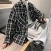 Xiaoxiangfeng Jacket Men's Spring And Autumn High-end Sense American Trend High Street Men's Black And White Plaid Shirt Jacket Clothes_viptrois.com