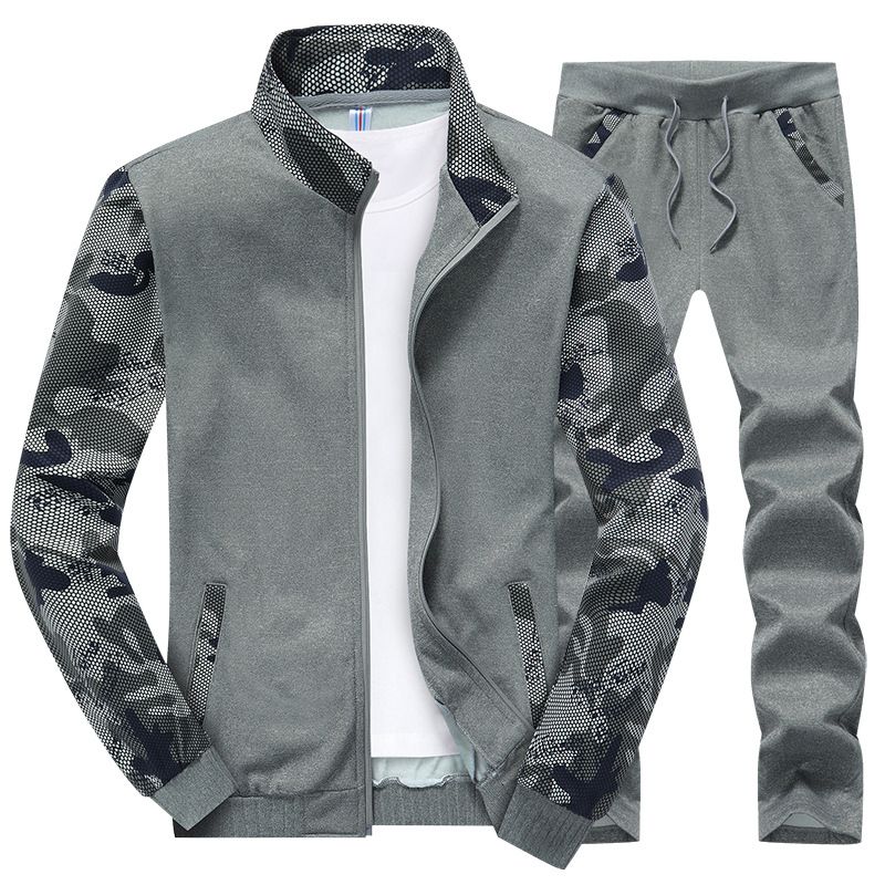 Men's Clothing sports leisure suit camouflage collar youth two-piece baseball suit _viptrois.com