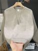 Winter Autumn Men's Sweater Trendy Brand Slim-fit Letter-printed Crew Neck Fleece Long-sleeved Sweater_viptrois.com