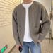 Men's Casual Knit Cardigan Sweater - Soft Loose Fit Long Sleeve Open Front Pullover For Fall Winter (Dark Blue, Gray, Beige, Khaki, Black)_viptrois.com