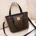 Women's Pu Leather Crossbody Bag With Print & Quilted Pattern, Medium Size Handbag For Daily Use, Phone Pouch & Makeup Organizer (Black/Brown)_viptrois.com