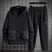 Men's Clothing Men's Spring and Autumn Korean Style Fashion Large Size Hooded Sweatshirt Loose and Comfortable Sweatpants a Complete Set_viptrois.com