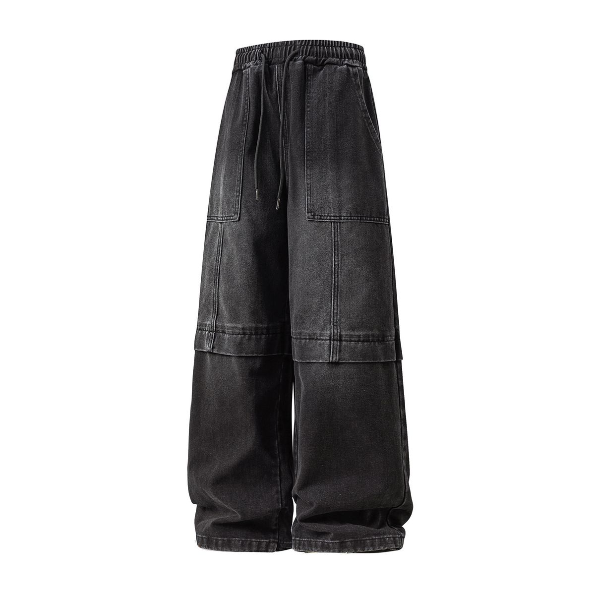 Men's Clothing Distressed Jeans For Men Autumn And Winter New Three Dimensional Loose Leaf Split Straight Leg Pants Trendy Brand Silhouette Long Pants_viptrois.com