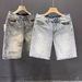 Men's Clothing Retro Distressed Denim Shorts Straight Loose Versatile Shorts_viptrois.com