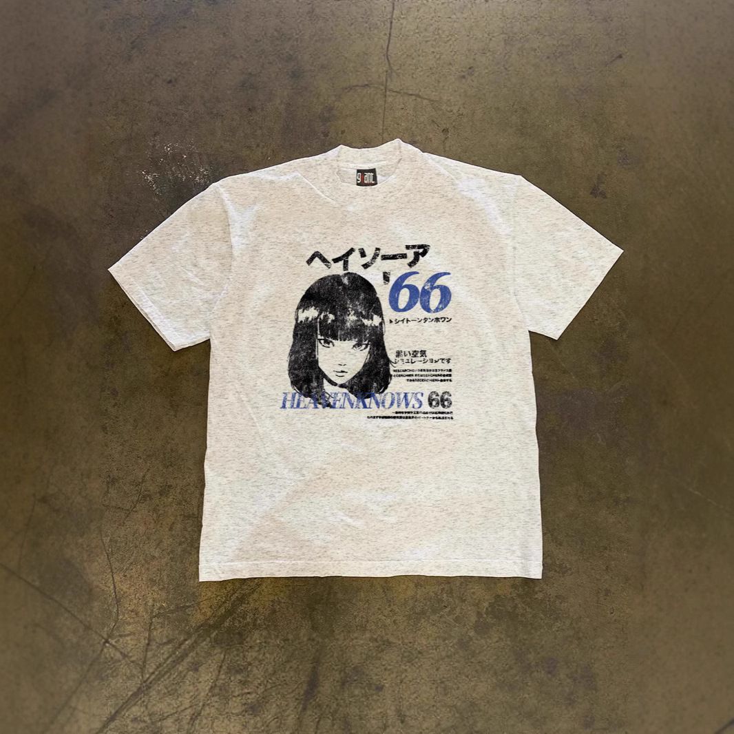Unisex American Retro Manga Graphic Oversized T-Shirt Heavyweight 250gsm Pure Cotton Streetwear Tee for Men_viptrois.com