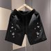 Men's Casual Mid Length Straight Leg Shorts Quick Drying Stylish Versatile High End Embroidered Five Point Shorts_viptrois.com