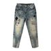 Men's Clothing Street Washed Distressed Fashion Jeans For Men Spring And Autumn Straight Loose \High Street Vibe Style Long Pants_viptrois.com