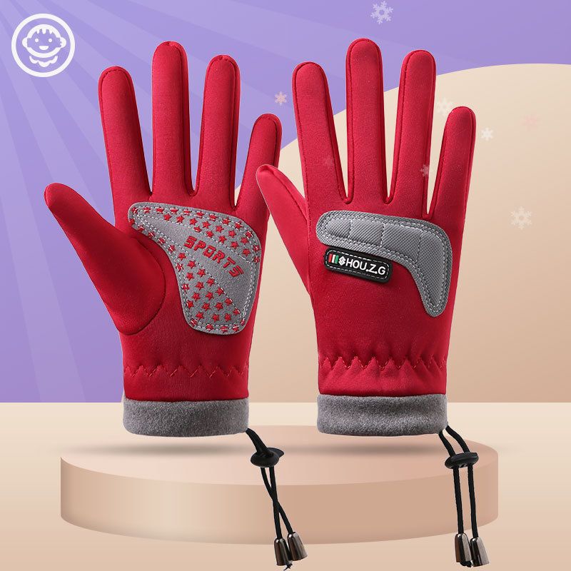 Children's Warm Gloves With Winter Velvet, Anti Slip Protection, Windproof, Outdoor Cycling, Student Roller Skating Sports Gloves_viptrois.com