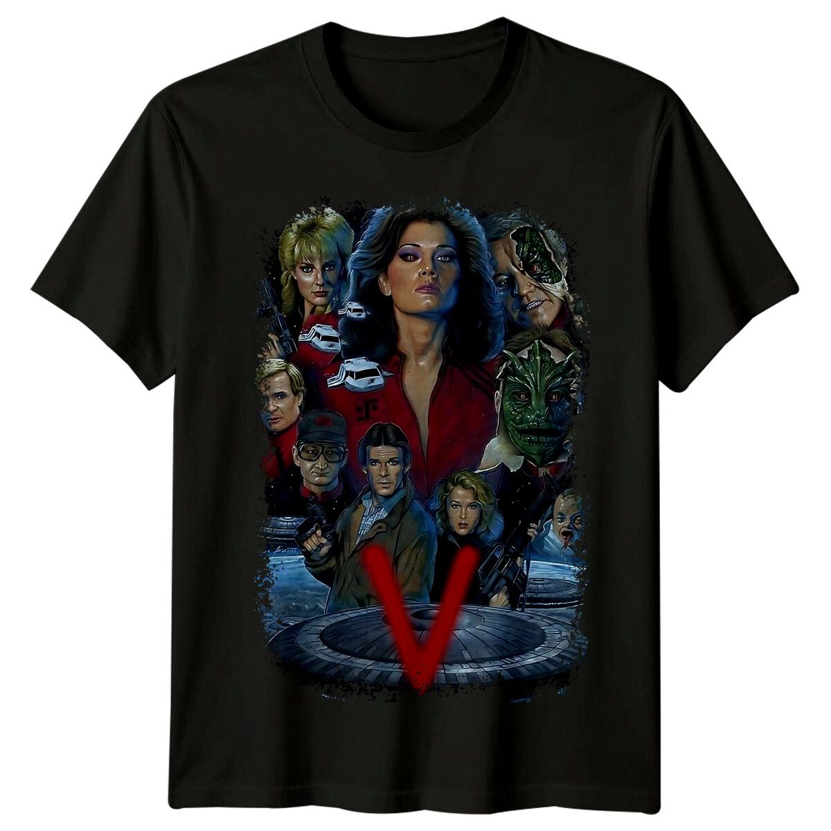 V (1984) Movie Poster Inspired 100% Cotton T-shirt Mens Tees Top Retro 80s Tee_viptrois.com