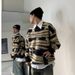 Autumn And Winter Jacquard Round Neck Sweater Men's Pullover Contrasting Zebra Print Knit Sweater_viptrois.com