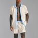 Men's Clothing Off Shelf Men's Casual Color Matching Short Sleeved Shirt Comfortable Shorts Two Piece Set_viptrois.com