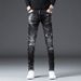 Men's Clothing Men's Jeans Korean Style Trendy Slim Fit Skinny Jeans Trendy Brand Retro Patchwork Men's Pants_viptrois.com