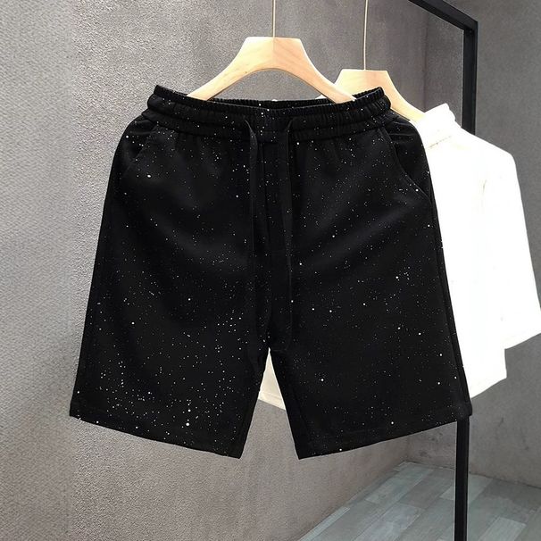 Men's High End Starry Sky Print Shorts Summer Outerwear Trendy Solid Color Loose Casual Five-Point Pants New Style_viptrois.com