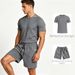Men's Clothing Men's Summer Casual Suit Youth Loose Fit Sweat Wicking Breathable Sports Short Sleeved Shirt And Shorts Set_viptrois.com