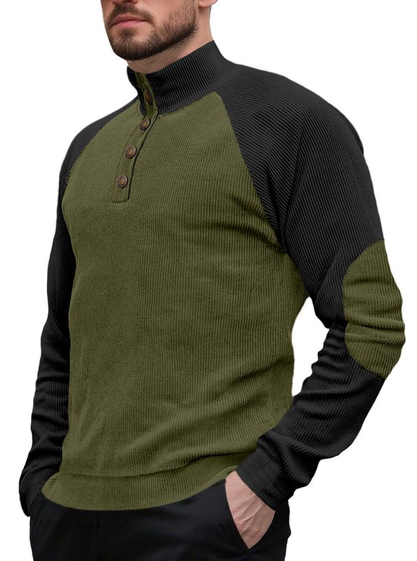 Men's Clothing European Size Spring And Autumn New Men's Outdoor Raglan Sleeve Casual Stand Collar Loose Corduroy Long Sleeved Sweatshirt_viptrois.com
