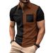 Men's Polo Shirt Chest Pocket Color Matching Zipper Casual Fashion Short Sleeved T Shirt Men_viptrois.com