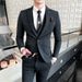 CT Men's Groomsmen Outfit Casual Three-Piece Set Black Business Professional Suit_viptrois.com