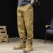 Men's Workwear Cargo Pants Fleece Lined Utility Relaxed Fit Drawstring Black Grey Khaki Winter Regular Versions_viptrois.com