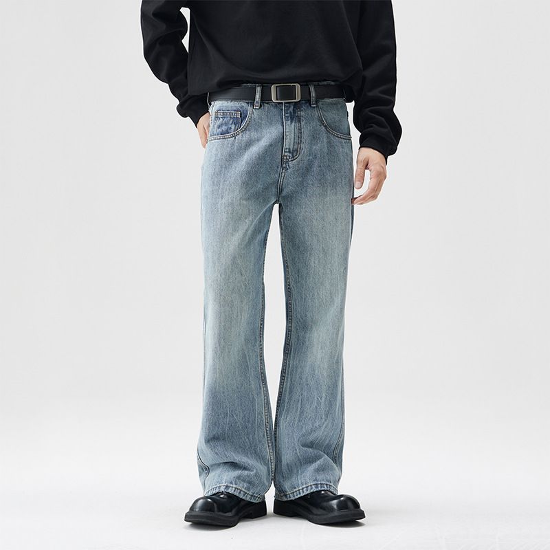 Men's Clothing Men's Flared Loose Jeans Men Autumn New High Street Wide Leg Slim Washed Pants Men's Autumn_viptrois.com