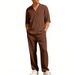 Men's Wrinkle-Resistant Casual Suit Set – Short Sleeve Shirt & Relaxed Fit Pants | Lightweight Polyester For Spring & Summer_viptrois.com