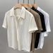 Men's Clothing New High End Hollow Lapel Short Sleeved Men's Shirt Summer Thin Loose Shirt Men's Casual Tops_viptrois.com