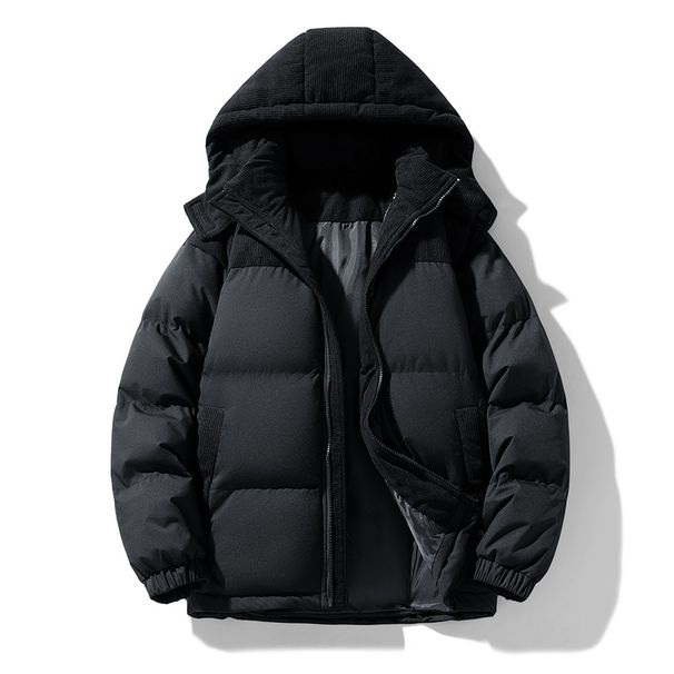 Men's Clothing Unisex Winter Hooded Cotton Jacket - Windproof Thickened Parka Coat For Men & Women, Casual Streetwear With Detachable Hood_viptrois.com