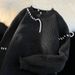 Men's Clothing Stitching Hole Sweater Men's Round Neck Autumn And Winter High Street Ins American Retro Pullover Knitted_viptrois.com