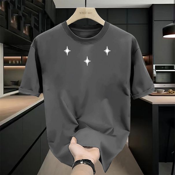 Men's Clothing Summer Loose Versatile Trend Short Sleeved T Shirt Casual Round Neck Breathable Long Sleeved Pullover_viptrois.com