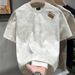 Men's Clothing New Summer Fashion Trendy Men's Tie Dye Short Sleeved T Shirt With Round Neck Design, Simple And Versatile Top With Pocket Square_viptrois.com