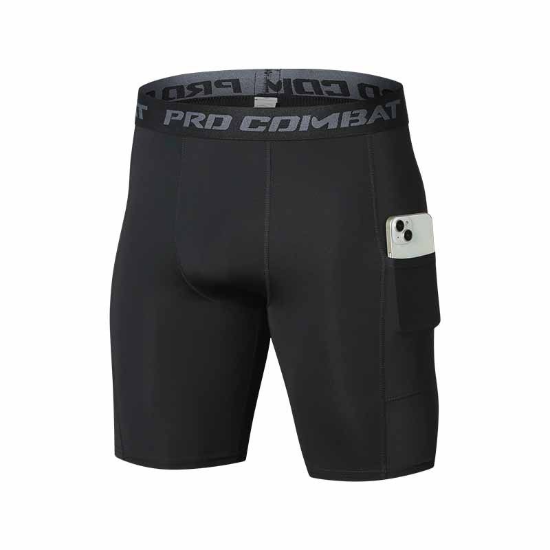 Men's Clothing Fitness Shorts With Pockets Sports Running Track Pants Elastic Quick Drying Tight Compression Shorts_viptrois.com