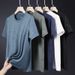 Men's Clothing T Shirt New Ice Silk Geometric Print Youth Casual Half Sleeve Quick Dry Fitness Clothing Men_viptrois.com
