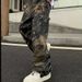 Premium Products High Street Washed Vibe Style Loose Splicing Camouflage Camouflage Leaf Print Lumberjack Outfit Looks Jeans Men_viptrois.com