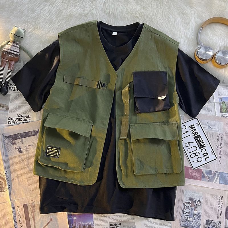Retro Men's Functional Tactical Vest, Men's Sleeveless Camisole, Workwear Jacket_viptrois.com