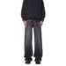 Men's Clothing Fashion Mid Waist Design Lightning Crack Washed Jeans For Men Spring And Autumn Retro Loose Straight Pants_viptrois.com