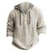 Men's Casual Hooded Shirt – Loose Fit Long Sleeve Cotton-Linen Blend For Everyday Comfort_viptrois.com