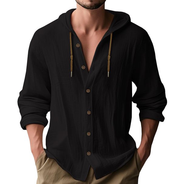 Men's Clothing Hot Sale Cotton And Linen Men's Sports Leisure Long Sleeved Shirt Hooded Fashion High Quality Trend All Match_viptrois.com