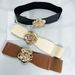 Ladies' Fashion Light Luxury Waistband Elastic And Large Floral Decoration Versatile Commuting Belt With Dress_viptrois.com