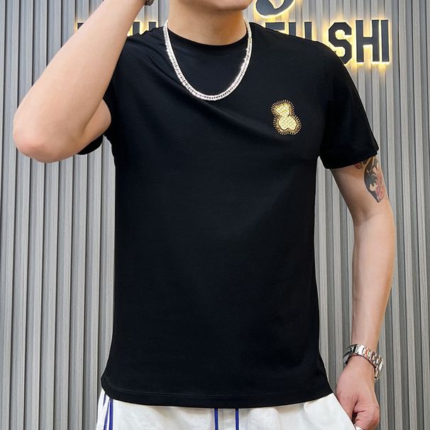 Men's Clothing Simple Round Neck Casual Half Sleeve T-shirt_viptrois.com