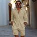 Men's Casual Hooded Shirt & Shorts Set - Lightweight Cotton Blend, Breathable & Comfortable, Streetwear Outfit For Gym, Beach, Travel_viptrois.com